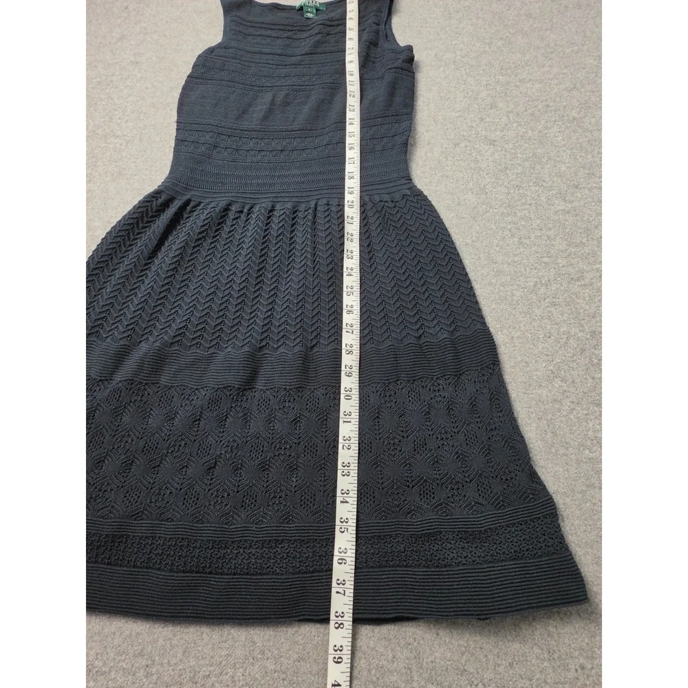 Lauren Ralph Lauren Fit & Flare Dress Womens Medium Black Knitted Sleeveless